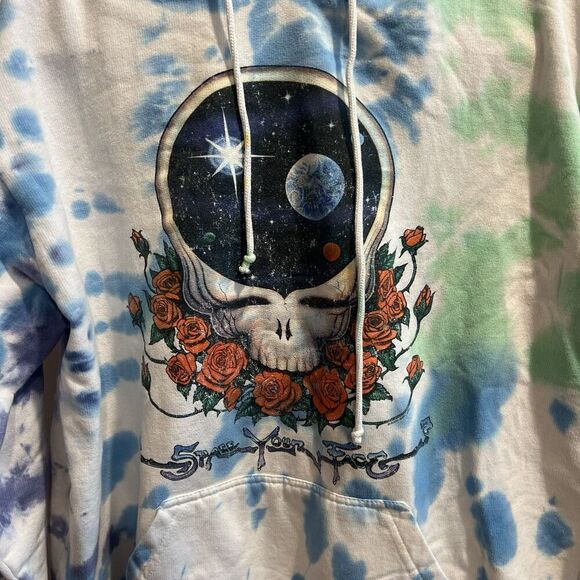 Liquid Blue Grateful Dead Space Your Face Sweatshirt Tie Dye Hoodie Mens S/M VTG - Picture 9 of 9
